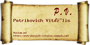 Petrikovich Vitális névjegykártya